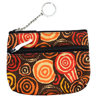 Jijaka Aboriginal Art 2 Zip Coin Purse - Riverstones (Orange)