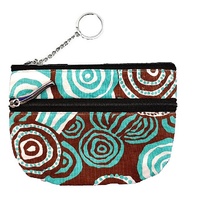 Jijaka Aboriginal Art 2 Zip Coin Purse - Riverstones (Turquoise)