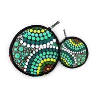 Bunabiri Aboriginal Art Round Coin Purse - Colours of the Rainforest