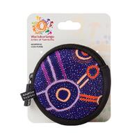Warlukurlangu Aboriginal Art Neoprene Round Coin Purse - Water Dreaming