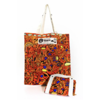 Better World Aboriginal Art Digital Print Cotton Folding Shopping Bag - Ngarrindjeri Country 2