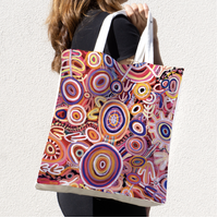 Muthabaringga Dreaming - Better World Aboriginal Art Digital Print Cotton Folding Shopping Bag