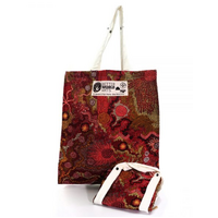 Better World Aboriginal Art Digital Print Cotton Folding Shopping Bag - Family and Country