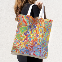 Mina Mina Jukurrpa - Better World Aboriginal Art Digital Print Cotton Folding Shopping Bag