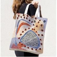 Emu Dreaming - Better World Aboriginal Art Digital Print Cotton Folding Shopping Bag