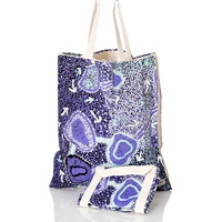 Better World Aboriginal Art Cotton Folding Shopping Bag - Emu Dreaming