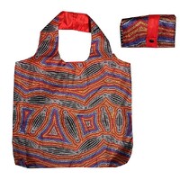 Hogarth Aboriginal Art Nylon Folding Shopping Bag - Neurum Creek