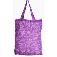 Jijaka Aboriginal Art Folding Nylon Shopping Bag -  Bushflowers (Purple)