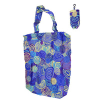 Jijaka Aboriginal Art Folding Nylon Shopping Bag - Firestones (Purple)