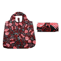 Jijaka Aboriginal Art Folding Nylon Shopping Bag - Riverstones Red