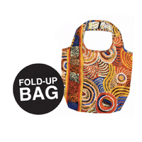 Papulankutja Artists Aboriginal Art Fold Up Nylon Shopping Bag - Mulga Country