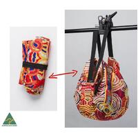 Papulankutja Aboriginal Art Fold/Roll Up Polyester Shopping Bag - Multju