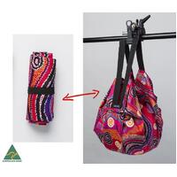 Warlukurlangu Aboriginal Art Fold/Roll Up Polyester Shopping Bag - Fire Dreaming