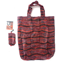 Yijan Aboriginal Art Folding Nylon Shopping Bag - Water Dreaming (Red)