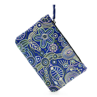 Aboriginal Art Embroidered Women&#39;s Leather Clutch Bag - Ngurunderi