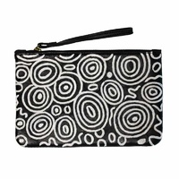 Aboriginal Art Embroidered Women&#39;s Leather Clutch Bag - Seven Sisters