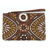 Aboriginal Art Embroidered Women&#39;s Leather Clutch Bag - Kulama