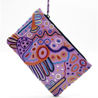 Aboriginal Art Embroidered Women&#39;s Leather Clutch Bag - Seven Sisters