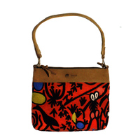 Better World Aboriginal Art Velvet/Linen Embroidered Handbag (30cm x 24cm) - Ngarrindjeri Country