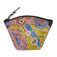 Umoona Aboriginal Art Genuine Leather Coin Purse (12cm x 8cm) - Rocks &amp; Waterholes