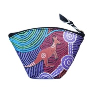 Waterhole Journey Genuine Leather Coin Purse (12cm x 8cm) - Umoona Aboriginal Art
