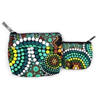 Bunabiri Aboriginal Art Keychain Coin Purse - Colours of the Rainforest