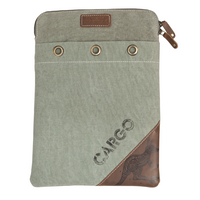 Diwana Dreaming Premium Buff Leather/Gumleaf Green Canvas Laptop/Tablet Sleeve (26cm x 35cm) - Kangaroo
