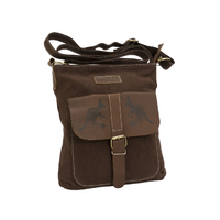 Diwana Dreaming Cotton Genuine Antique (Hunter) Leather / Canvas Shoulder Bag 27 X 31cm - Friendly Kangaroo