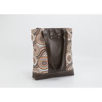 Diwana Dreaming Canvas/Brown Leatherette Tote Bag (30cm x 32cm x 7cm) - River of Life