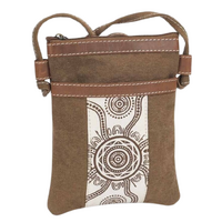 Diwana Dreaming Washed Cotton Coffee Canvas Shoulder Bag (20x16cm) - Source of Life (Sunrise)