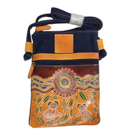 Diwana Dreaming Genuine Leather/Denim Canvas &quot;Hippie&quot; Bag (17cmx20cm) - Gumleaf Guardian