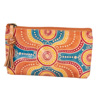 Diwana Dreaming GenuineTan Leather Small Vanity Case/Purse (18cm x 11cm) - Source of Life Sunrise