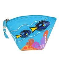 Diwana Dreaming Genuine Curved Leather Coin Purse (11cm x 7.5cm) - Blue Tang Seranade