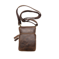 Diwana Dreaming Genuine Antique (Hunter) Leather / Canvas Shoulder Bag 12 X 18cm - Wings of Freedom