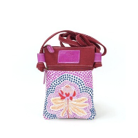 By Meeka Leather/Maroon Canvas XBody Shoulder Bag (13 X 19cm) - Waratah