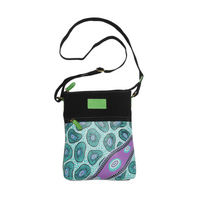 Nikki Dee Leather/Black Canvas XBody Shoulder Bag (26cm x 20cm) - Looking For Periwinkles