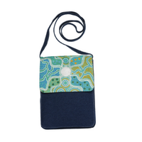 Nanda Girl Leather/Black Canvas XBody Sling/Shoulder Bag (28cm x 22cm) - Spring In The Murchison