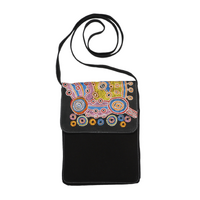 Patricia Fatt Leather/Black Canvas XBody Sling/Shoulder Bag (28cm x 22cm) - Looking For Periwinkles