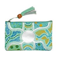 Gaye Ogilvie Aboriginal Art Genuine Leather Small Vanity Case (18cm x 11cm) - Spring in the Murchison