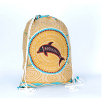 Muralappi Journey Cotton Canvas Drawstring Beach Bag/Backpack (36cmx50cm) - The Dolphin