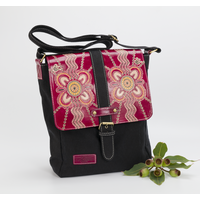 Muralappi Journey Black Canvas/Maroon Leather Shoulder Satchel Bag- Coming Home 