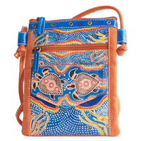 Muralappi Journey Genuine Leather/Copper Canvas &quot;Hippie&quot; Bag (17cmx20cm) - Sea Turtles