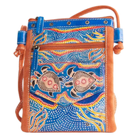 Muralappi Journey Genuine Leather/Copper Canvas "Hippie" Bag (17cmx20cm) - Sea Turtles