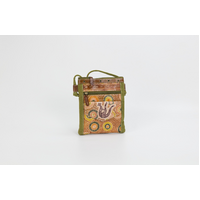 Muralappi Journey Genuine Leather/Green Canvas "Hippie" Bag (17cmx20cm) - Desert Kangaroo