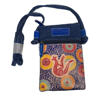 Muralappi Journey Genuine Leather / Denim Cross Body "Hippie" Bag [13 X 19cm] - Kangaroo in Summer Flowers