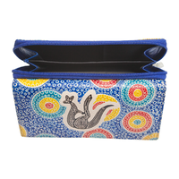 Muralappi Journey Genuine Blue Leather Ladies Tri-Fold Wallet (11cm x 21cm) - Kangaroo in Summer Flowers