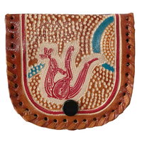 Muralappi Journey Genuine Leather Coin Purse (10cm x 7cm) - Kangaroo in Summer Flowers