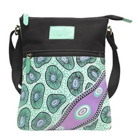 Looking for Periwinkles Genuine Leather/Black Canvas Combination Shoulder Bag [26 X 20cm] -  Nikki Dee Designs