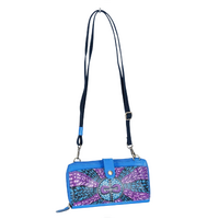 Nikki Dee Designs Genuine Hand Painted Leather Shoulder Sling Wallet [21 X 11 X 2cm] Grandmother&#39;s Wildflower