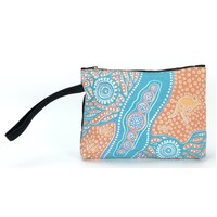 Nikki Dee Designs Wristlet Vanity Case - Washed Cotton Canvas (25cm x 18cm x 5cm) - Tracks on Country